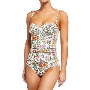 Tory Burch floral print one piece swimsuit XS
